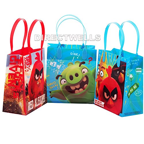 6933122544753 - ANGRY BIRDS AUTHENTIC LICENSED SMALL REUSABLE PARTY FAVORS GOODIE GIFT BAGS ( 12 BAGS)