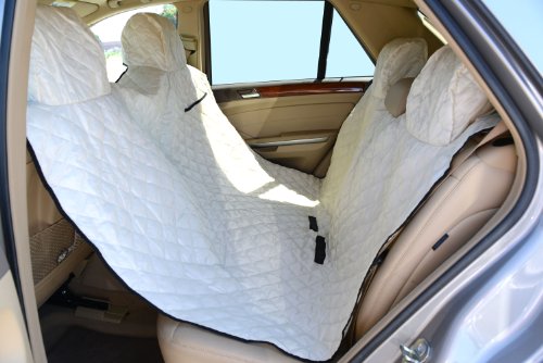 6933286382918 - QUILTED AND PADDED HAMMOCK WATERPROOF PET SEAT COVER FOR PETS - ONE SIZE FITS ALL 53WX69 TAN