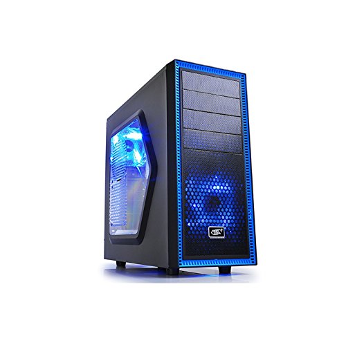 0693341271224 - DEEPCOOL TESSERACT SW MID TOWER COMPUTER CASE WITH SIDE WINDOW AND 2 BLUE LED FANS SGCC+PLASTIC+RUBBER COATING