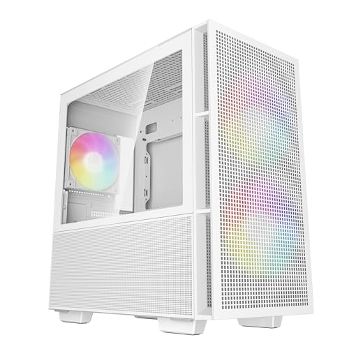 6933412774709 - DEEPCOOL CH360 WH MATX AIRFLOW CASE, 2X PRE-INSTALLED 140MM ARGB FANS, 120MM ARGB REAR FAN, HYBRID MESH/TEMPERED GLASS SIDE PANEL, MAGNETIC MESH FILTER, TYPE-C, USB 3.0, WHITE