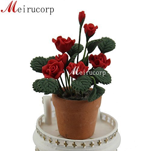 6935452200347 - GENERIC DOLLHOUSE 1/12 SCALE WELL MADE MINIATURE BEAUTIFUL RED FLOWERS