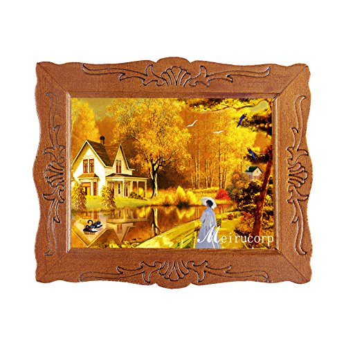 6935452205076 - FINE 1/12 SCALE MINIATURE PRINT OF AUTUMN SCENERY WITH WOOD FRAME FOR HOME DÉCOR