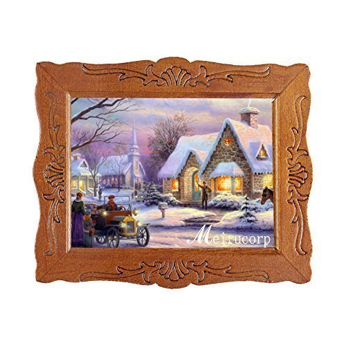 6935452205601 - 1:12 FINE SCALE MINIATURE PRINT OF SNOW&HOUSE WITH WOOD FRAMED FOR HOME DÉCOR