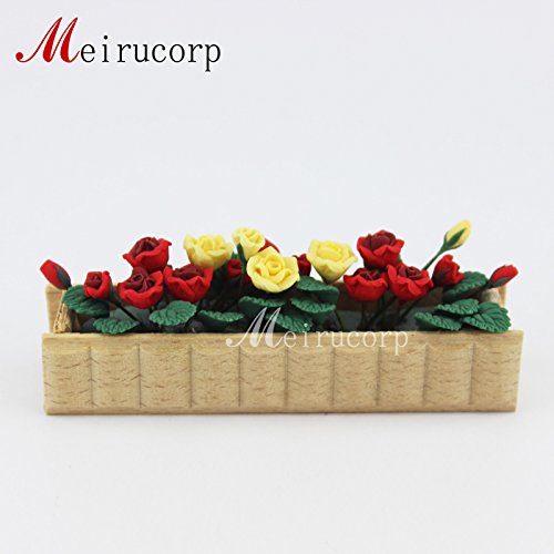 6935452206394 - NICE 1/12 SCALE DOLLHOUSE MINIATURE DECORATION RED AND YELLOW FLOWER BEDS MODEL