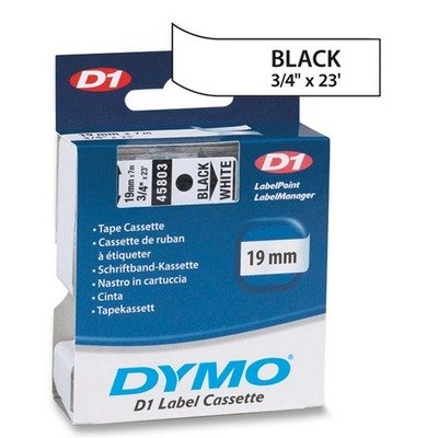 6935743294413 - DYMOAMP;REG; - D1 STANDARD TAPE CARTRIDGE FOR DYMO LABEL MAKERS, 3/4IN X 23FT, BLACK ON WHITE - SOLD AS 1 EACH - DURABLE, SCRATCH- AND CHEMICAL-RESISTANT.