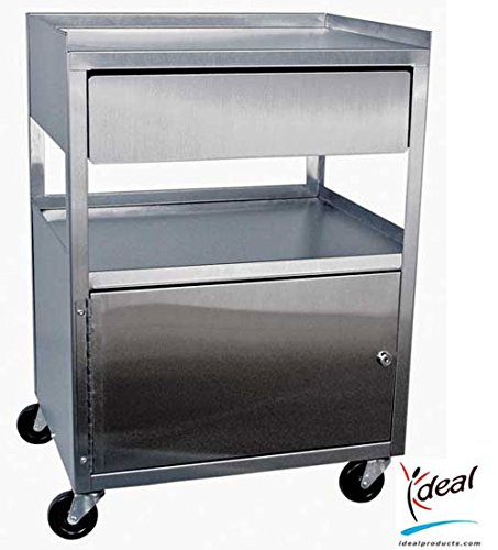 0693614782709 - IDEAL STAINLESS STEEL STANDARD-DUTY, 3-SHELF MOBILE CABINET CART WITH DRAWER