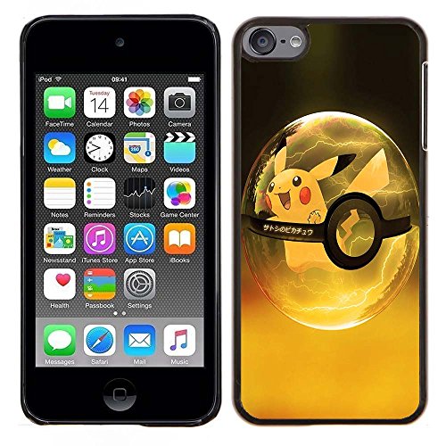 6936442638201 - IPOD TOUCH 5 CASE, IPOD TOUCH 6 CASES, PIKACHU 02 DROP PROTECTION NEVER FADE ANTI SLIP SCRATCHPROOF BLACK HARD PLASTIC CASE