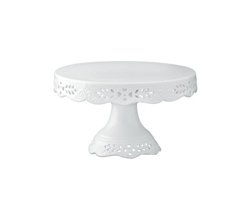 0693759001093 - GRACIE CHINA BY COASTLINE IMPORTS, VICTORIAN ROSE COLLECTION, 8-INCH SKIRTED CAKE STAND, WHITE FINE PORCELAIN
