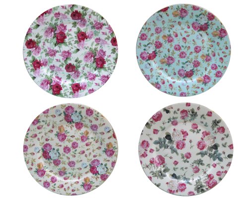 0693759130847 - GRACIE CHINA ROSE CHINTZ PORCELAIN 8-INCH DESSERT PLATE SET OF 4, ASSORTED FOUR DESIGNS