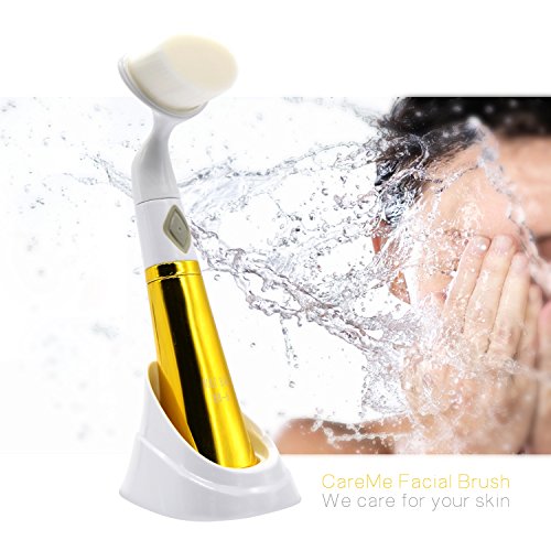 6937882759235 - BEYOUNG FACIAL BRUSH FACE MASSAGER CLEANSING SYSTEM WATERPROOF ELECTRIC HANDHELD FACE BRUSH ULTRASONIC FACE BRUSH FOR PORE CLEANSING, EXFOLIATION AND ACNE TREATMENT (GOLD)