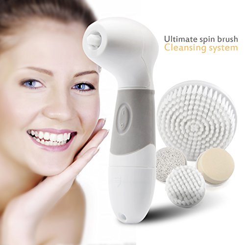 6937882759259 - BEYOUNG 5 IN 1 FACIAL AND BODY ELECTRIC ROTARY BRUSH BEAUTY MASSAGER CLEANSING SYSTEM SET WATERPROOF HANDHELD SONIC BRUSH INCLUDES BODY BRUSH, FACE BRUSH, SPONGE AND PUMICE