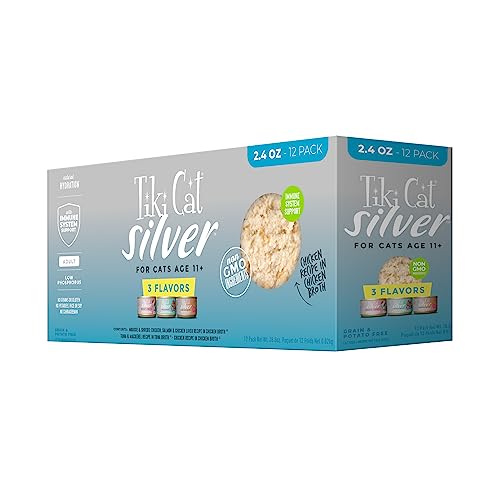 0693804100610 - TIKI CAT SILVER WET CAT FOOD FOR SENIOR CATS, VARIETY PACK, 2.4 OZ. CANS (12 COUNT)