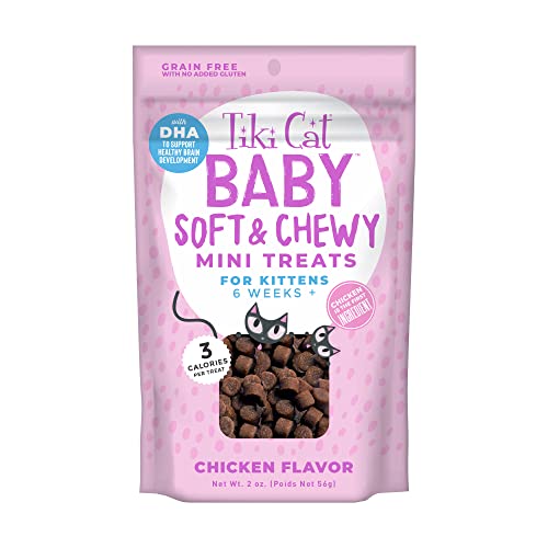 0693804100856 - TIKI PETS BABY SOFT & CHEWY CAT TREATS FOR KITTENS, CHICKEN, 2 OUNCE POUCH (PACK OF 8)