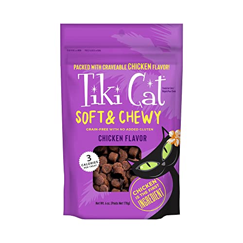 0693804100863 - TIKI PETS SOFT & CHEWY CAT TREATS, CHICKEN, 6 OUNCE POUCH
