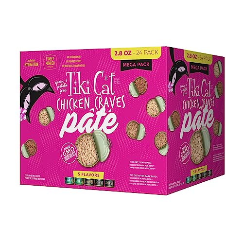 0693804102201 - TIKI CAT WET CAT FOOD MEGA PACK FOR CATS, CHICKEN CRAVES PATES, 2.8 OUNCE CANS (24 COUNT)
