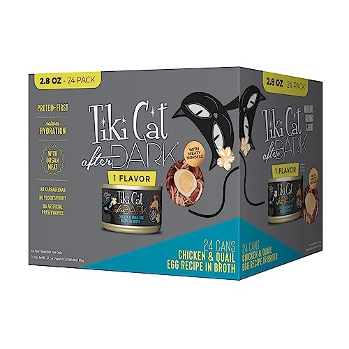 0693804110466 - TIKI CAT AFTER DARK WET CAT FOOD FOR ADULT CATS, CHICKEN & QUAIL EGG MULTI PACK, 2.8 OZ. CANS (PACK OF 24)