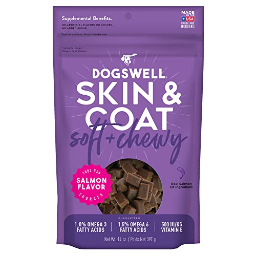 0693804132260 - DOGSWELL SKIN & COAT SOFT & CHEWY DOG TREAT SUPPLEMENTS, SALMON, 14 OZ. POUCH