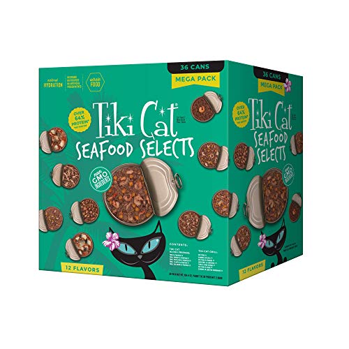 0693804480880 - TIKI CAT FAVORITES CAT WET FOOD WHOLE FOODS VARIETY PACK, FISH 2.8/3 OZ CANS (BOX OF 36)