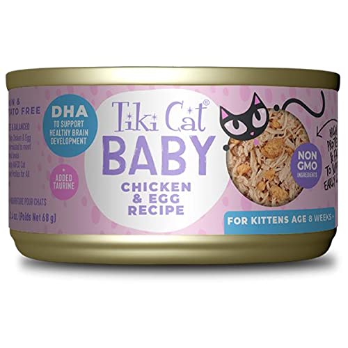 0693804480941 - TIKI CAT BABY WET CAT FOOD FOR KITTENS, CHICKEN & EGG, 2.4 OZ. CANS (12 COUNT) CHICKEN & EGG CAN, 2.4 OUNCE