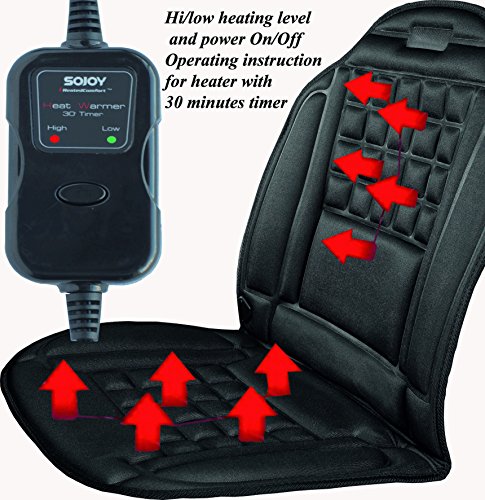 6938577229583 - BENE UNIVERSAL 12V THICKENING HEATED CAR SEAT HEATER HEATED CUSHION WARMER PREMIUM QUALITY ADJUSTABLE TEMPERATURE HEATING HIGH/LOW/TEMP SWITCH, 30 MINS TIMER (BLACK)