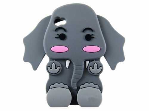 6939200124701 - GENERIC CUTE 3D CARTOON ELEPHANT SILICONE CASE COVER SKIN FOR IPHONE 4 4S GRAY