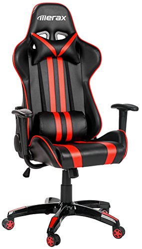 6939399589398 - MERAX® RACING STYLE GAMING CHAIR EXECUTIVE SWIVEL LEATHER COMPUTER OFFICE CHAIR, BLACK AND RED