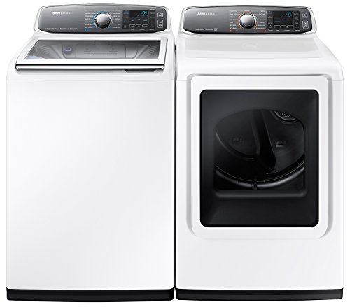 0694157033709 - SAMSUNG APPLIANCE WHITE TOP LOAD LAUNDRY PAIR WITH WA52J8700AW 27 STEAM WASHER WITH 5.2 CU. FT. CAPACITY AND DV52J8700GW 27 GAS DRYER WITH 7.4 CU. FT. CAPACITY