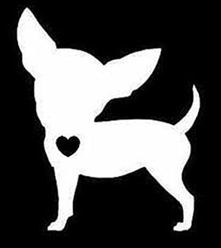 0694157132594 - CHIHUAHUA WITH HEART DECAL VINYL STICKER|CARS TRUCKS WALLS LAPTOP|WHITE|5 IN|KCD353