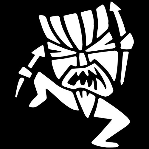 0694157132921 - WITCH DOCTOR TIKI MAN DECAL VINYL STICKER|CARS TRUCKS WALLS LAPTOP|WHITE|6 X 4.9 IN|KCD386