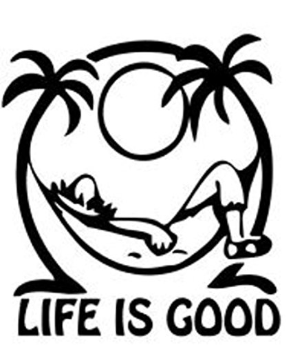 0694157133713 - LIFE IS GOOD AT THE BEACH DECAL VINYL STICKER|CARS TRUCKS WALLS LAPTOP|BLACK|5.5 IN|KCD465