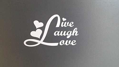 0694157133997 - LIVE LAUGH LOVE DECAL VINYL STICKER|CARS TRUCKS WALLS LAPTOP|WHITE|5.5 IN|KCD493