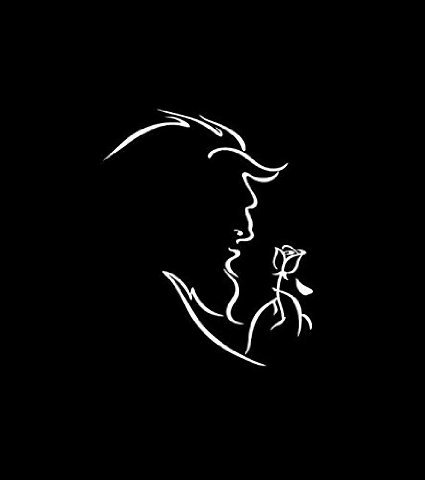 0694157134222 - BEAST WITH ROSE BEAUTY AND THE BEAST VINYL DECAL STICKER|CARS TRUCKS VANS WALLS LAPTOP| WHITE | 5.5 IN |KCD516
