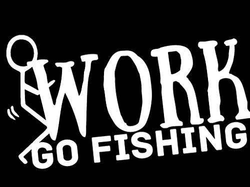 0694157134598 - SCREW WORK GO FISHING VINYL DECAL STICKER|CARS TRUCKS VANS WALLS LAPTOPS|WHITE|5.5 IN|KCD553