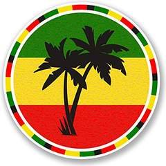 0694157134697 - JAMAICA RASTA PALM TREE VINYL DECALS STICKERS (TWO PACK!!!)|CARS TRUCKS VANS WALLS LAPTOPS|PRINTED COLOR|2-4 IN DECALS|KCD563