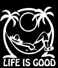 0694157135489 - LIFE IS GOOD AT THE BEACH DECAL VINYL STICKER|CARS TRUCKS WALLS LAPTOP|WHITE|5.5 IN|KCD642