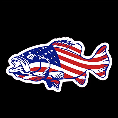 0694157137209 - AMERICAN FLAG BASS FISHING VINYL DECAL STICKER|CARS TRUCKS VANS WALLS LAPTOPS CUPS|FULL COLOR|5.5 X 3 IN|KCD769