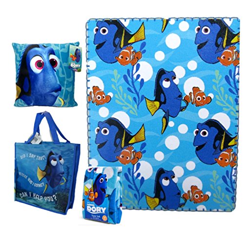 0694263487281 - DISNEY PIXAR FINDING DORY THROW AND PILLOW SET WITH TOTE GREAT FOR SLEEPOVERS, DAY CARE/PRE-SCHOOL NAPS, TRAVEL, AND MORE (BUBBLES)