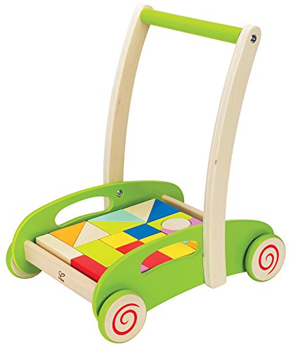 6943478002456 - HAPE - BLOCK AND ROLL CART WOODEN PUSH AND PULL TOY