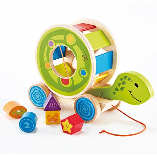 6943478011953 - SHAPE SORTER TURTLE PULL ALONG TOY BY HAPE - 5 SHAPE BLOCKS, NEW PATTERNS, COLORS AND DESIGNS (EXCLUSIVE LIMITED EDITION!)