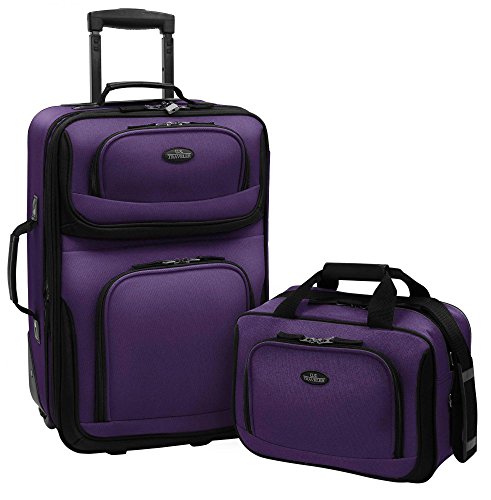0694396336111 - US TRAVELER RIO TWO PIECE EXPANDABLE CARRY-ON LUGGAGE SET, PURPLE
