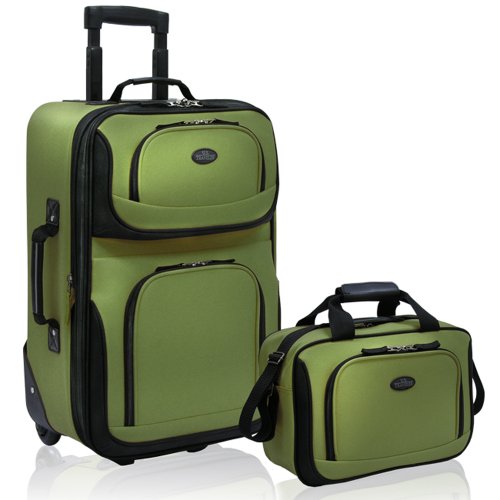 0694396560028 - U.S. TRAVELER RIO 2-PIECE EXPANDABLE CARRY-ON LUGGAGE SET IN GREEN