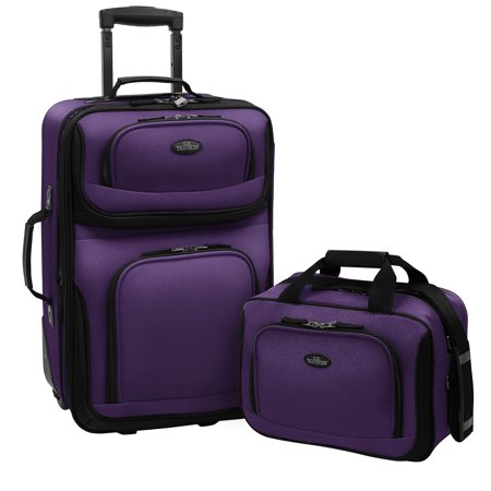 0694396560073 - US TRAVELER RIO TWO PIECE EXPANDABLE CARRY-ON LUGGAGE SET, PURPLE, ONE SIZE