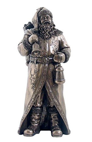 6944197110217 - 10.75 INCH ANTIQUED BRONZE HUED SAINT NICHOLAS HOLDING LAMP AND BELL