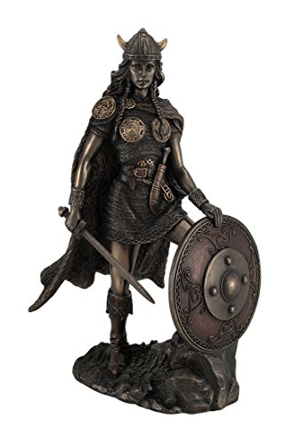6944197129264 - FEMALE VIKING WARRIOR WITH SWORD AND SHIELD STATUE SCULPTURE LAGERTHA