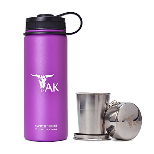6945816346529 - TAK VACUUM INSULATED STAINLESS STEEL WATER BOTTLE - KEEP COLD 24 HRS, HOT 6 HRS + STAINLESS STEEL COLLAPSIBLE CUP ( PURPLE , 19OZ )