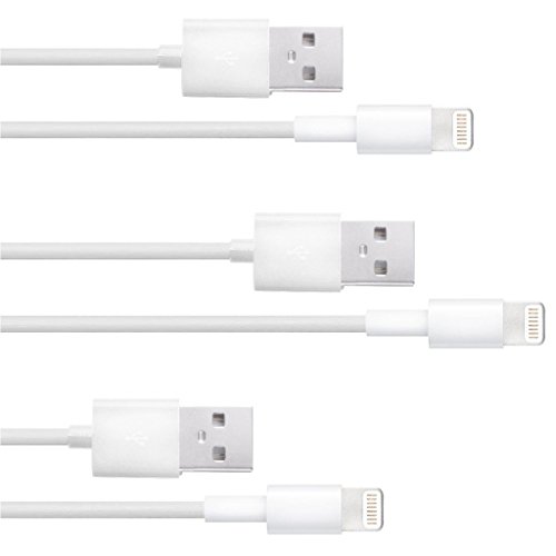 6948553635048 - WEYLI(TM) DURABLE 3PACK 3FT LIGHTNING TO USB CABLE SYNC AND CHARGING CORD WIRE FOR IPHONE 6S 6S PLUS 6 6 PLUS 5 5C 5S IPAD 4 MINI AIR IPOD NANO 7 TOUCH 5 (WHITE)
