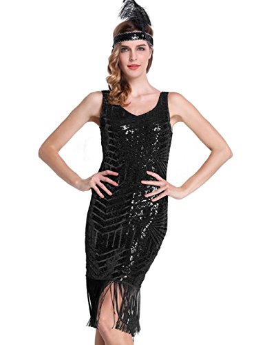 6949396874793 - ZITONGFY(TM) WOMEN'S SEXY FULL SEQUINED GEOMETRIC PATTERN FRINGE PARTY DRESS
