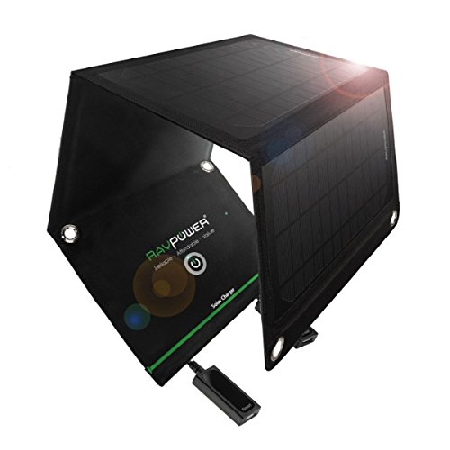 6950639088907 - RAVPOWER 15W SOLAR CHARGER WITH DUAL USB PORT (FOLDABLE, PORTABLE, ISMART TECHNOLOGY)