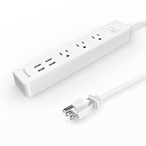 6950676251500 - HAVIT HV-A304U 3 AC OUTLETS WITH 4 USB CHARGING PORTS USA TRAVEL POWER STRIP SURGE PROTECTOR