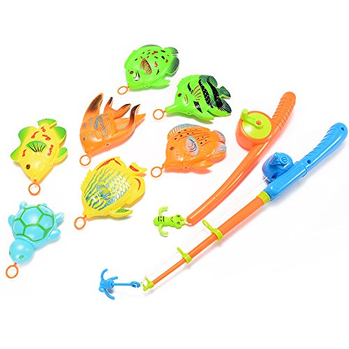 6952986288375 - EMOREFUN HOOK AND REEL FISHING TOY PLAYSET VARIOUS FISH MODEL PRETEND PLAY FUN BATH TOY BASIC EDUCATIONAL DEVELOPMENT FISHING TRAVEL TABLE GAME BIRTHDAY GIFT TOY FOR KIDS, CHILDREN, BABY TODDLERS